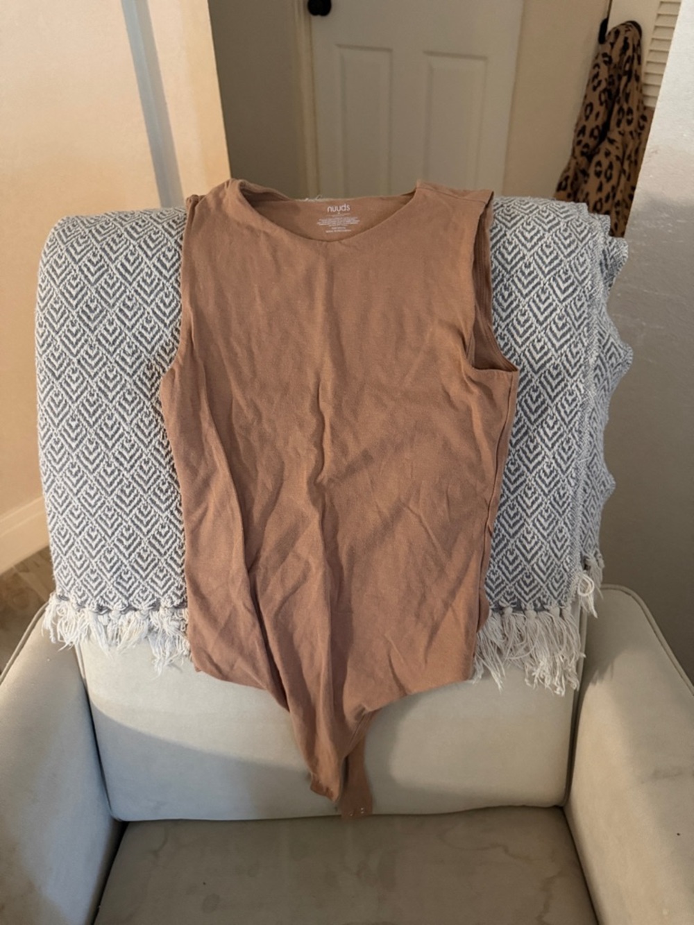 nuuds Sleeveless Ribbed Bodysuit in Brown